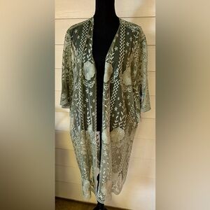 Torrid Sheer Floral Embroidered Cape - Green